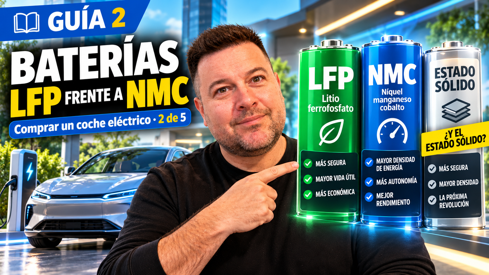 Guía 2 de Comprar un eléctrico: comparación de baterías LFP y NMC y futuro de las baterías de estado sólido.
