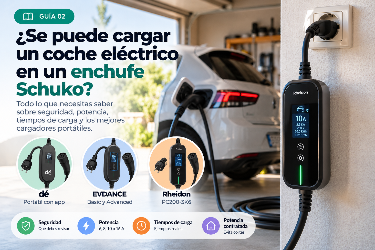 Guía de carga con enchufe Schuko: seguridad, potencia y cargadores portátiles.