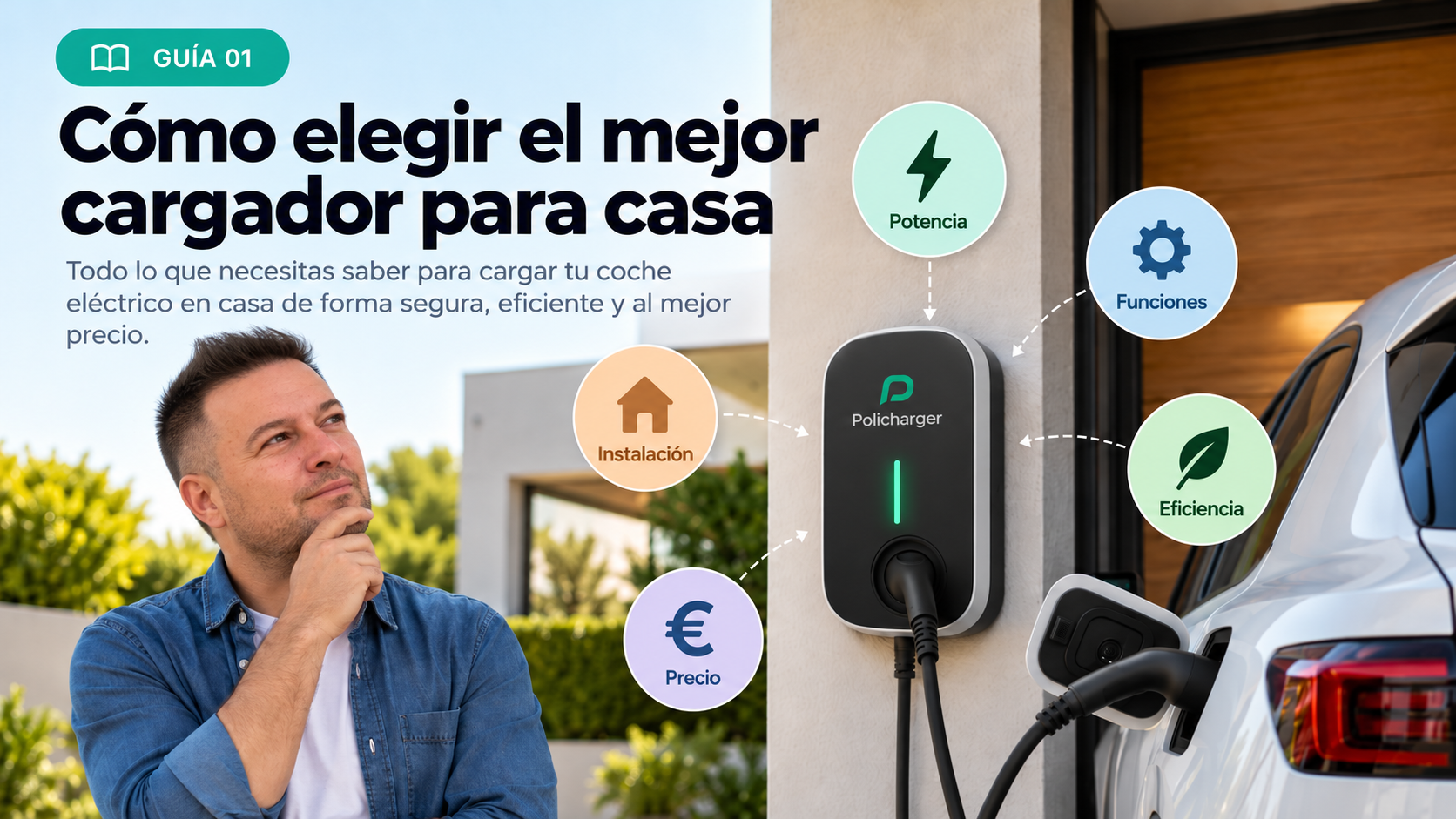 Guía para elegir un cargador doméstico: potencia, instalación, funciones y eficiencia.