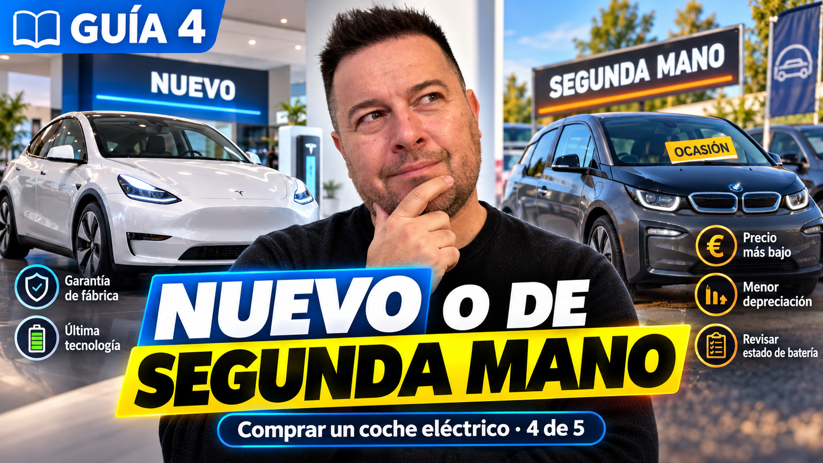 Guía 4 de comprar un coche eléctrico: nuevo frente a segunda mano, garantía, batería, precio y depreciación.