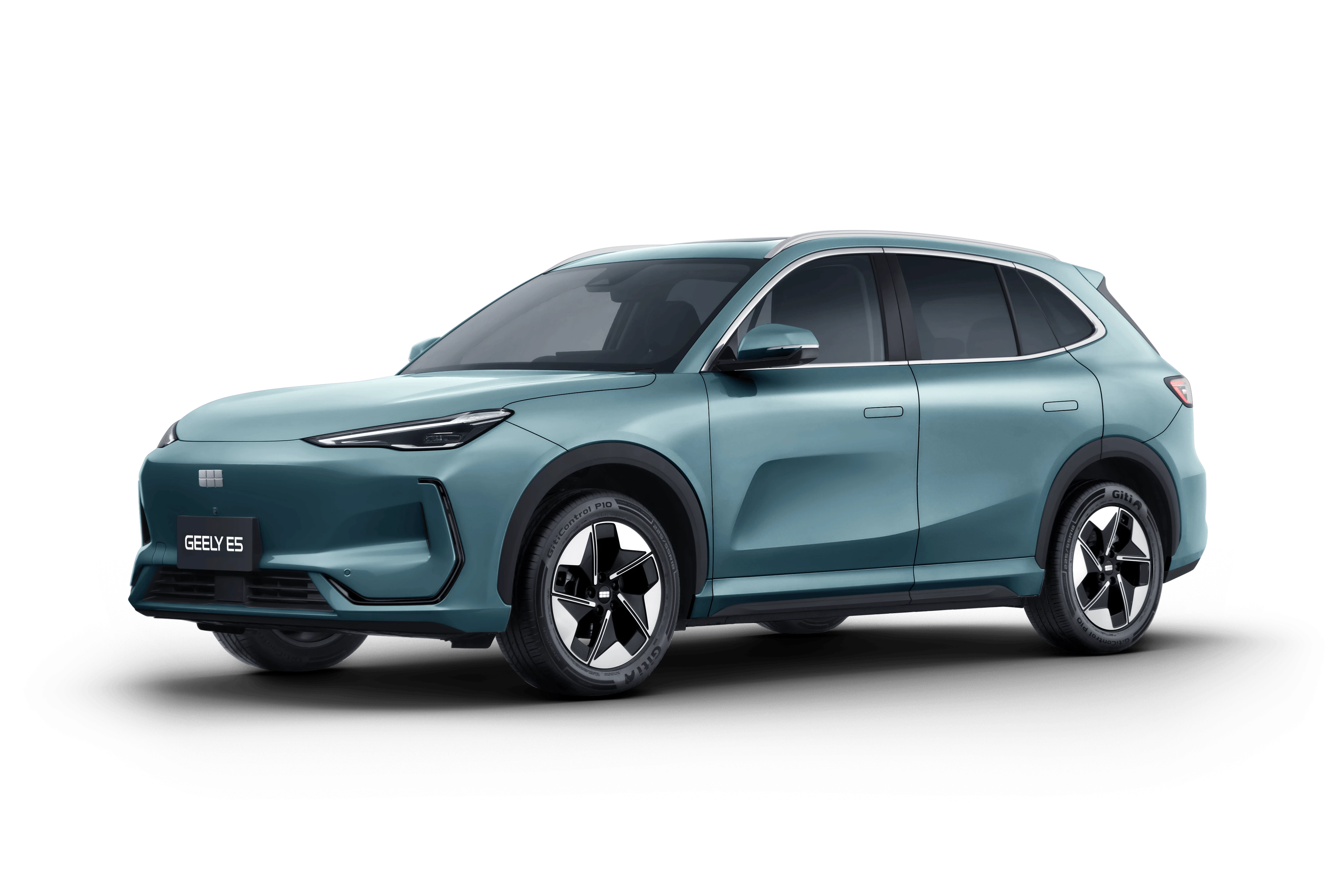 Geely E5 sobre fondo transparente